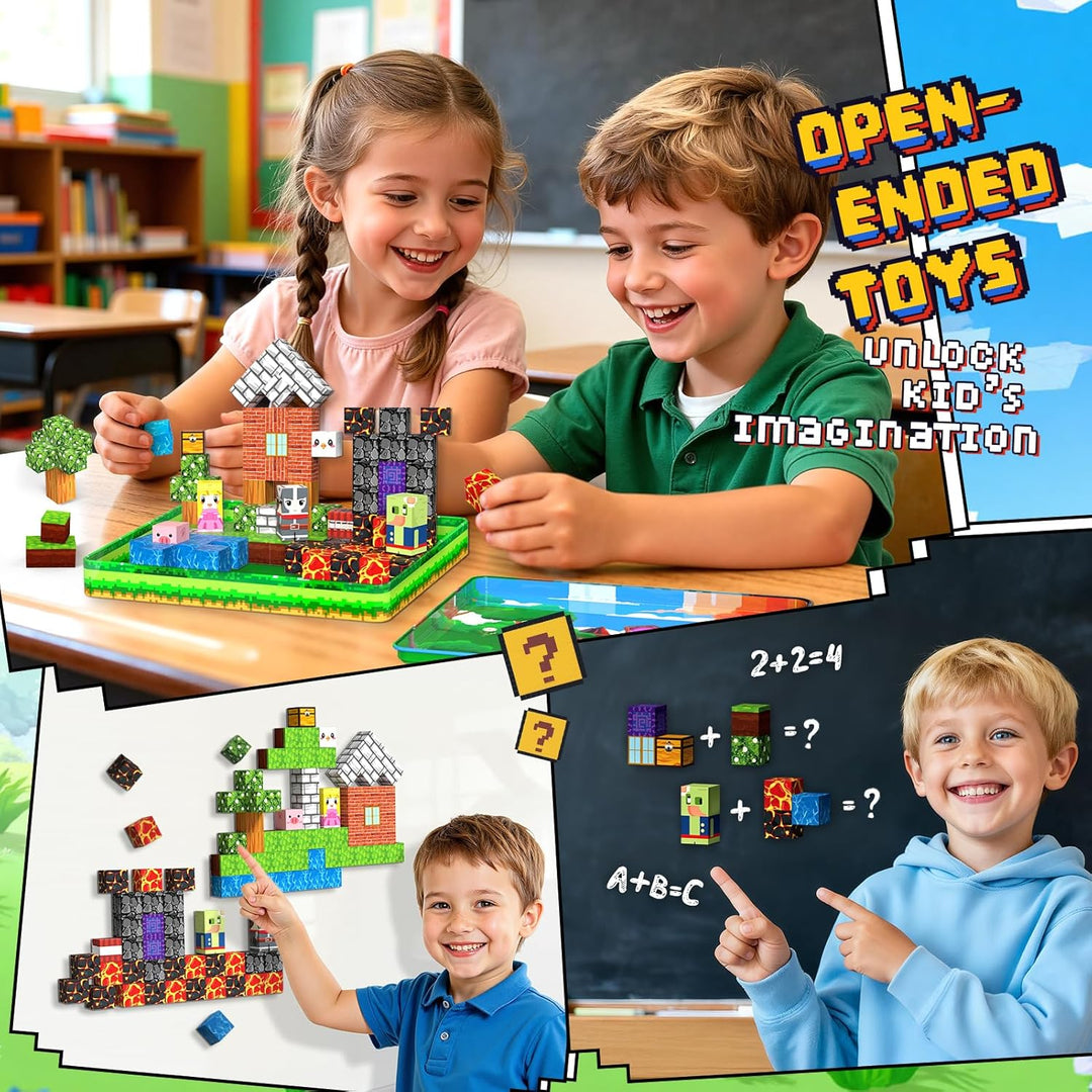 99 Stück Magnetische Bausteine Reiseset, Spielzeug ab 3 4 5 6 Jahre Junge Mädchen Reisespiele Kinder