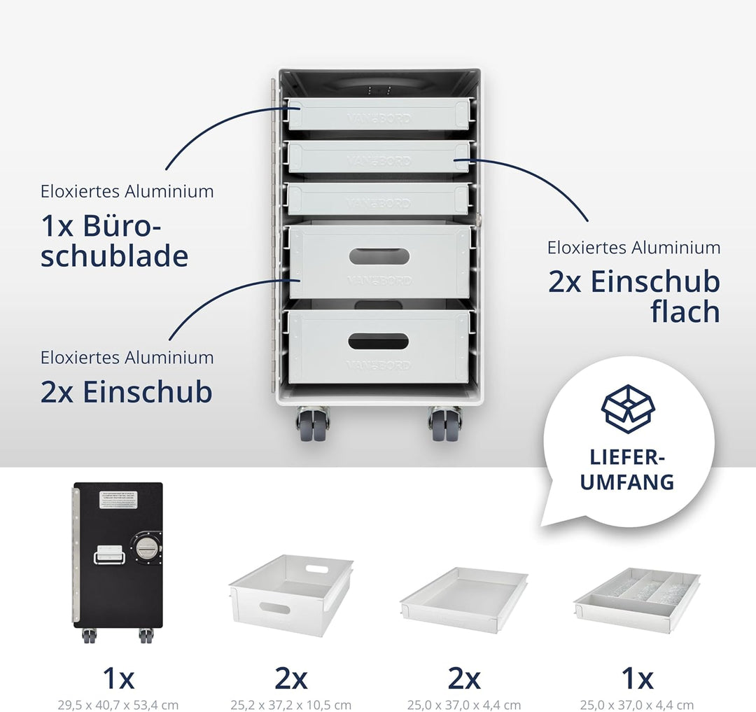 Rollcontainer mit Schubladen, mobiler Aktenschrank, Metallschrank, Schubladenschrank Küche, Druckert