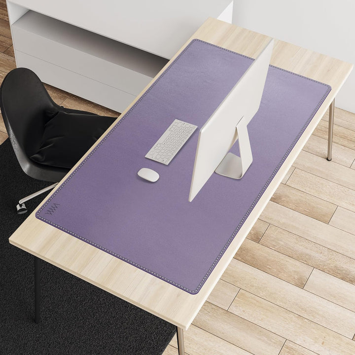 VYAAA Schreibtischunterlage Leder, 100 x 60cm Doppelseitige Tischunterlage，Rutschfest Mauspad, Lapto