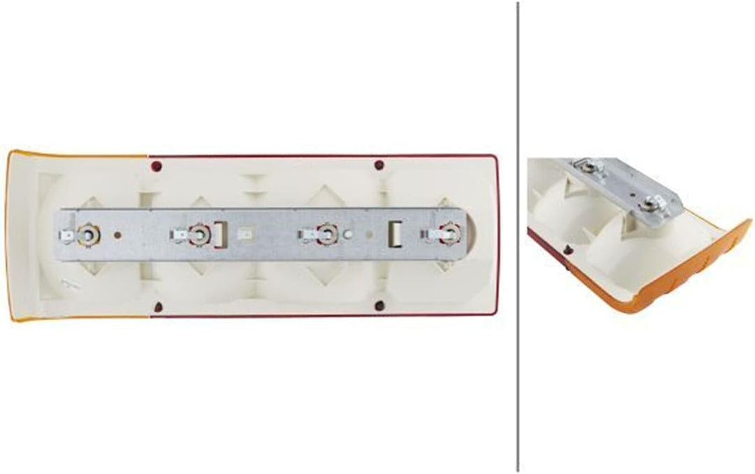 HELLA Rückleuchte - Glühlampe - 12V - Einbau/geschraubt - ECE - Lichtscheibenfarbe: rot/gelb - Steck