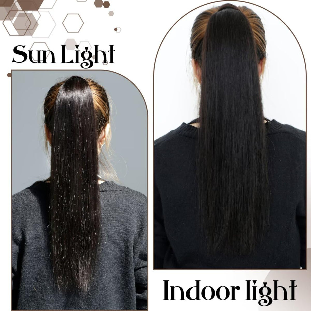 Hetto Echthaar Extensions Zopf Schwarz 50CM 100G Haar Extensions Echthaar Für Zopf Pferdeschwanz Haa