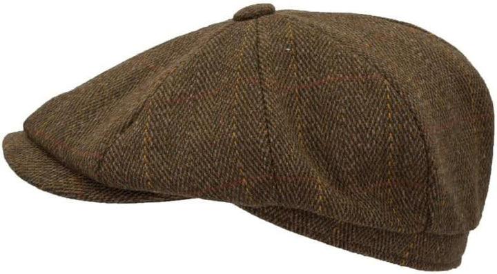WALKER AND HAWKES - Unisex Bakerboy-Ballonmütze aus Tweed - 8-Panel-Konstruktion, Brauner Tweed