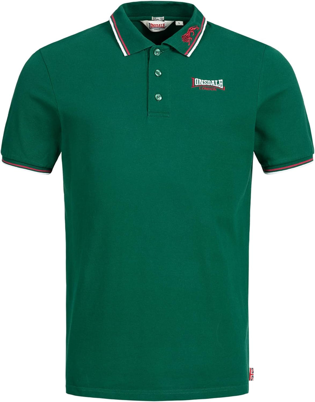 Lonsdale Herren Poloshirt schmale Passform Lion Bottle Green S, Bottle Green S