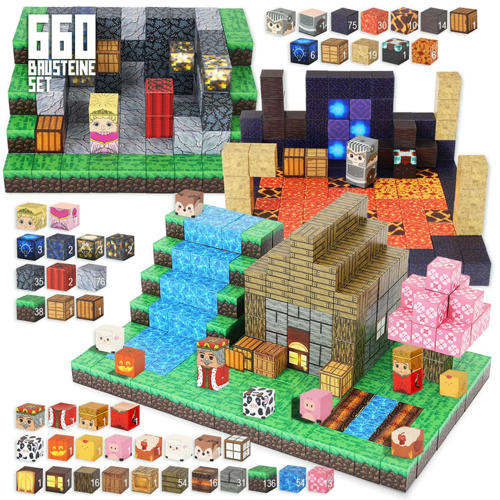 660 Magnetische Bausteine I Magisches Magnetspielzeug Kinder ab 3 Jahre, Pixel Blocks & Magnetic Toy