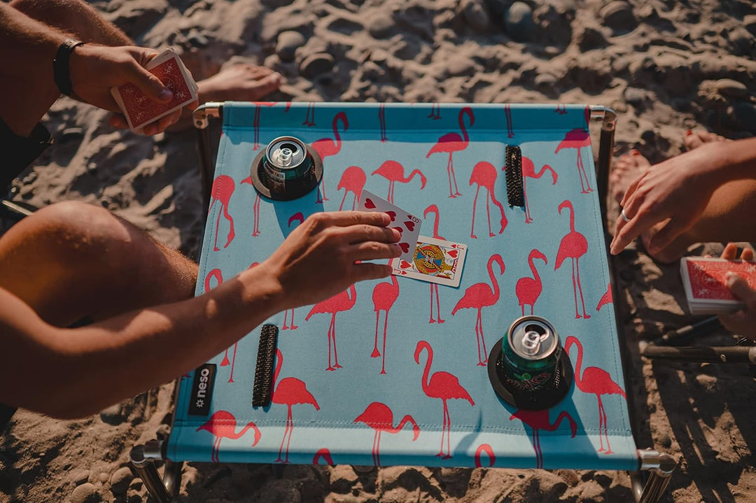 Neso Tragbarer Strandtisch mit Getränkehalter, Handytaschen, Leichter Strandtisch für Picknicks und