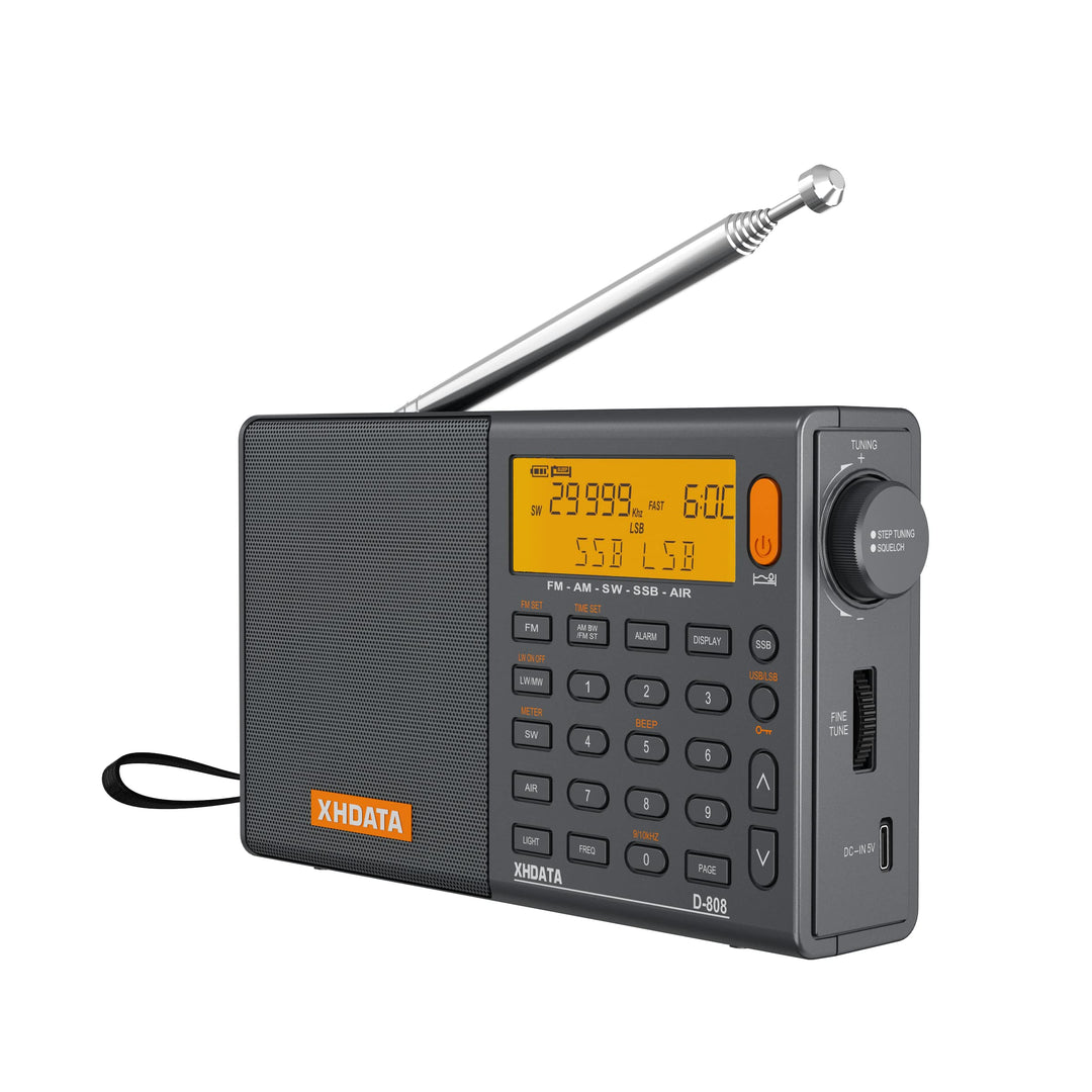 XHDATA D-808 Tragbares Digitales Radio UKW-Stereo/KW/MW/LW SSB RDS Air Band Multi-Band-Radio Lautspr