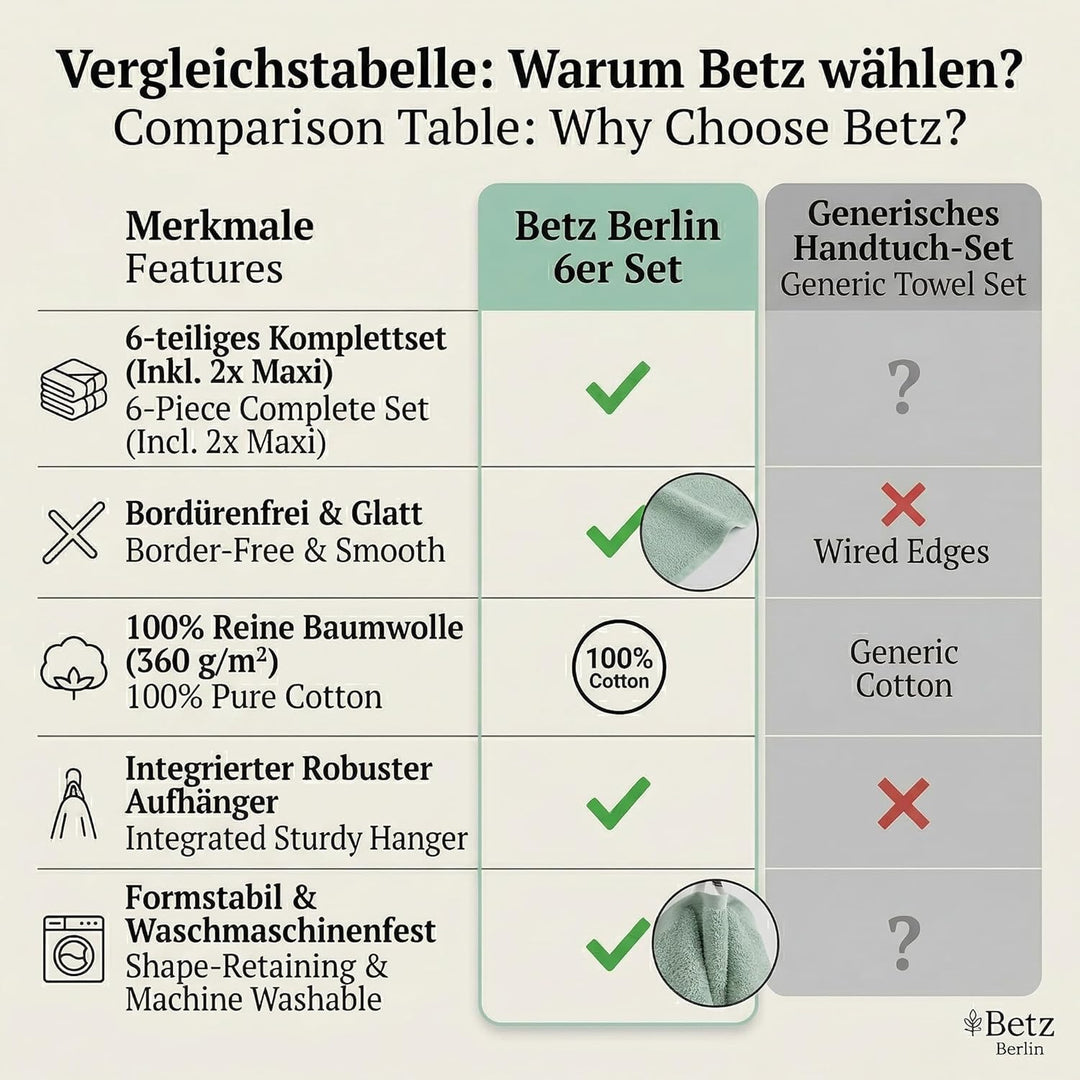 Betz Berlin 6er Set 2X Maxi Duschtuch 100 x 150 cm 4X Handtuch 50 x 100 cm 100% Baumwolle Farbe Jade