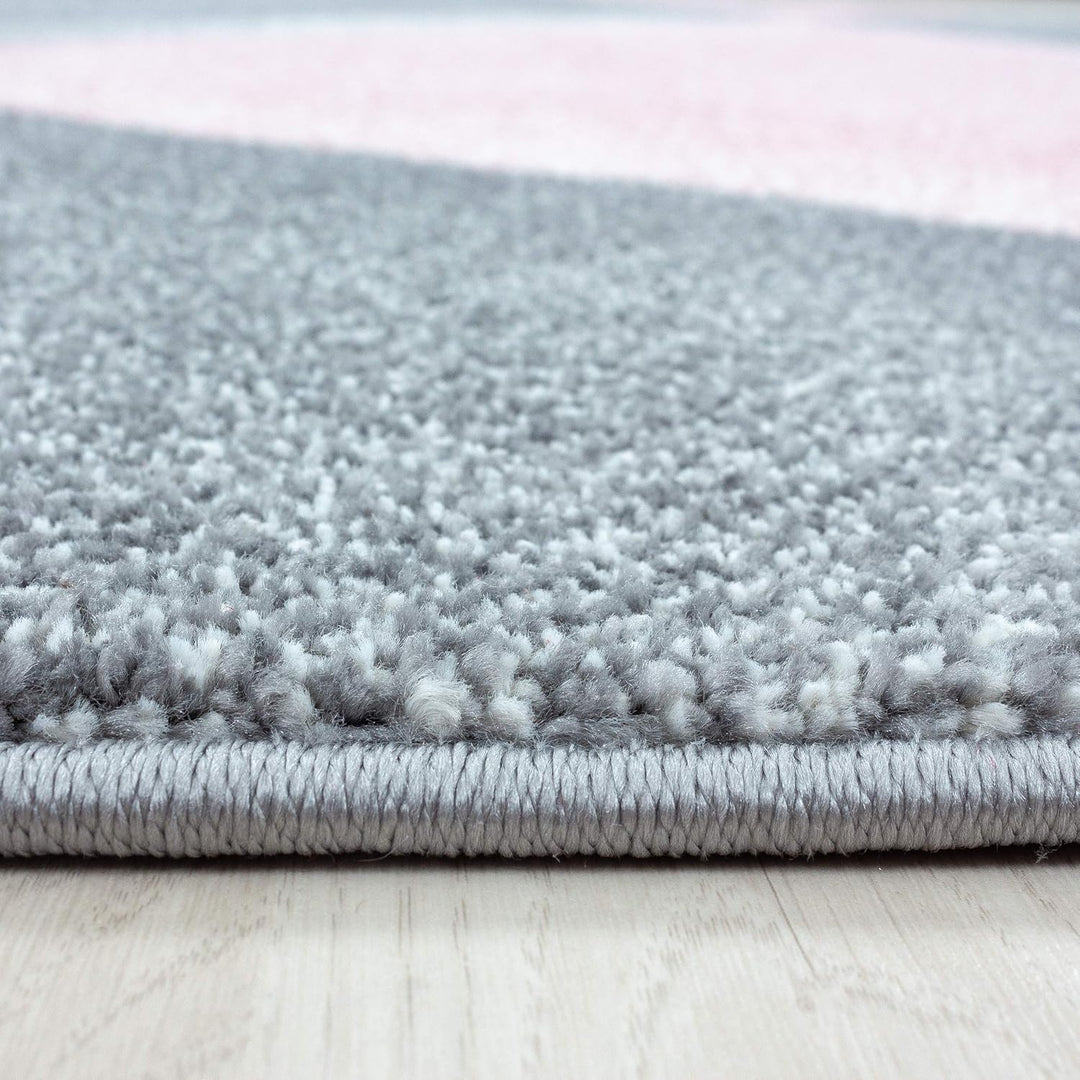 HomebyHome Teppich Wohnzimmer 80x250 cm Läufer Flur Rosa Geometrisch Abstrakt Design - Schlafzimmer