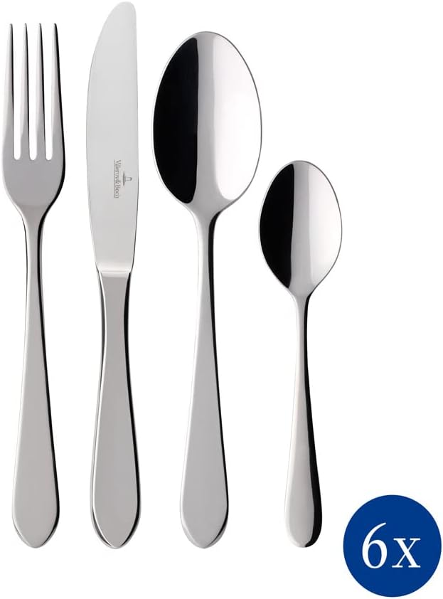 Villeroy und Boch Oscar Tafelbesteck für bis zu 6 Personen, 30-teilig, Edelstahl 30tlg., 30tlg., Sin