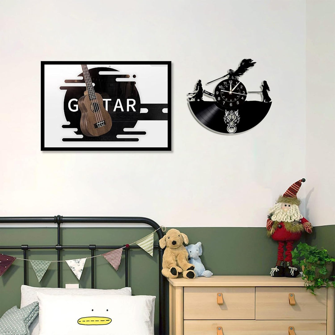 Smotly Vinyl Wanduhr, Final Fantasy Thema Rekord Wanduhr, handgemachte Kunst kreative Farbe Nachtlic