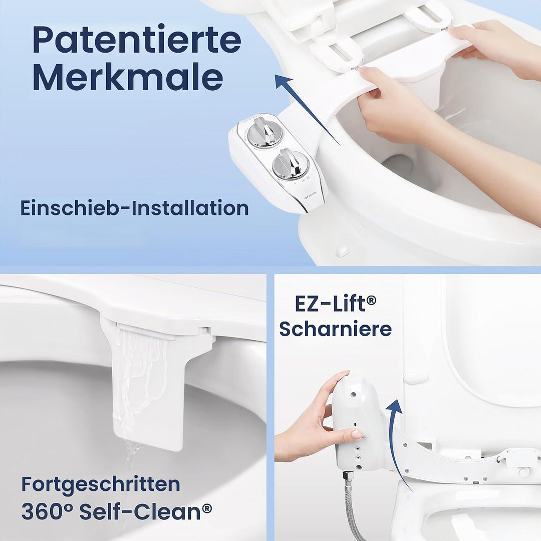 LUXE Bidet NEO 120 Plus – WC-Sitzaufsatz der nächsten Generation mit innovativen EZ-Lift-Scharnieren