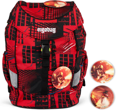 ergobag mini ergonomischer Kinderrucksack, DIN A4, 10 Liter Alarmbärreitschaft - Rot Einheitsgrösse,