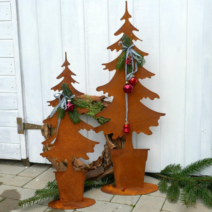 Storm's Gartenzaubereien Tannenbaum Rostdeko aus Metall gross und klein in Rostoptik 75-57cm Weihnac