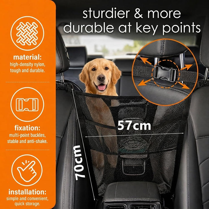 Hundetrennnetz Auto, Sicherheitsbarriere mit Aufbewahrungstasche | Robustes Nylongewebe, universell