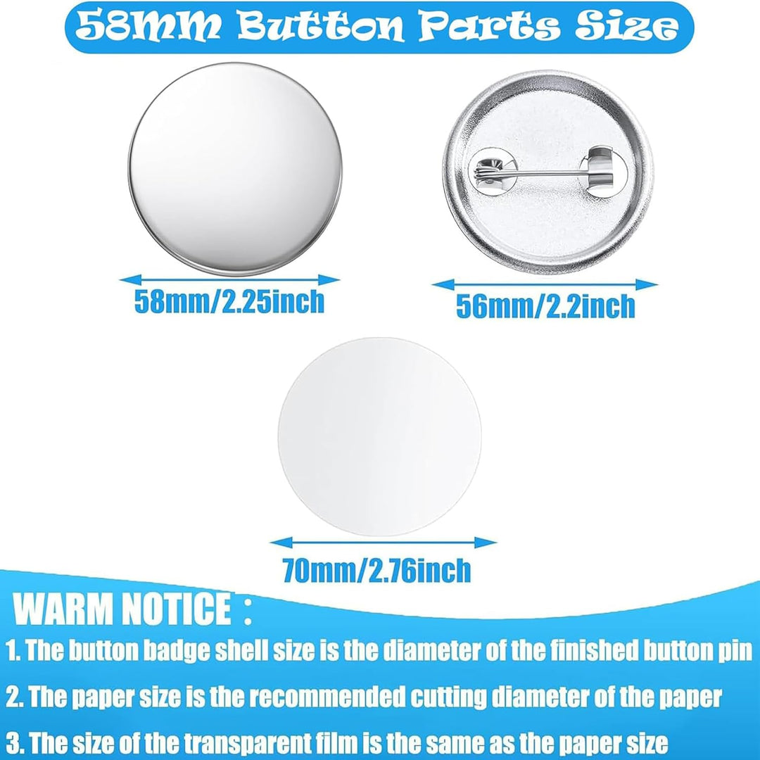 100 Stück 58mm/2.25 Inch Leere Schaltfläche Abzeichen Teile für Buttonmaschine, Metall Anstecknadeln