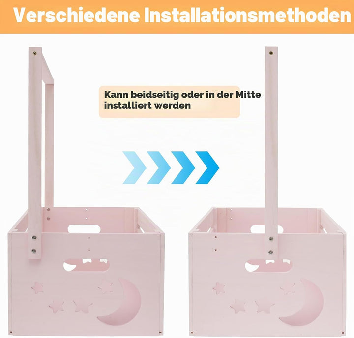 Babykorb mit Griff, Holz Babyparty Schrank Praktischer Holzkiste für Babyparty mit Stange,Schrank fü