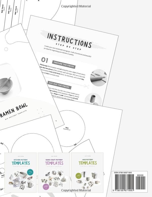 Kitchen Pottery Templates - Volume 2: Slab-built Ceramics: Traceable Patterns - No Wheel Handmade Ce