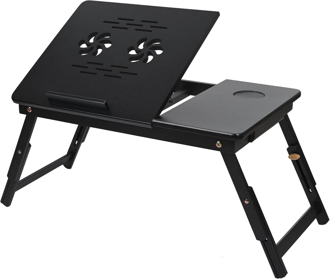 VASMIA Bambus Laptoptisch für Bett und Couch, Klapptisch, Frühstück Servierbach mit Klappbeinen, Höh