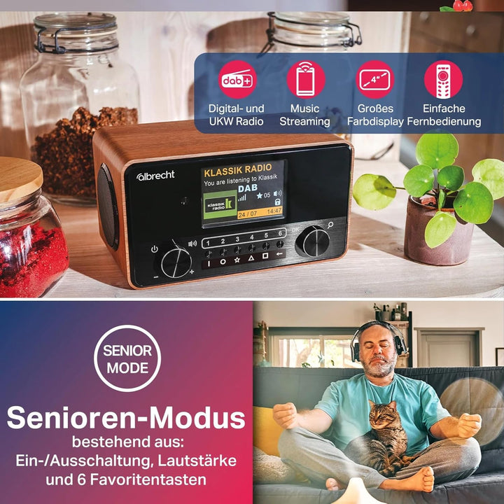 Albrecht DR 866 Seniroren und Blindenradio - mit Sprachausgabe und grossem Display, schwarz, 27866
