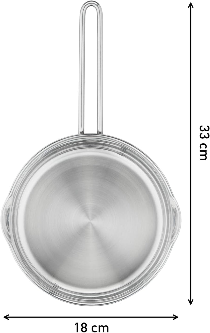 Tefal H85222 Nordica Stielkasserolle 16 cm mit Deckel | Doppelgriffe | Edelstahl-Topf | alle Herdart