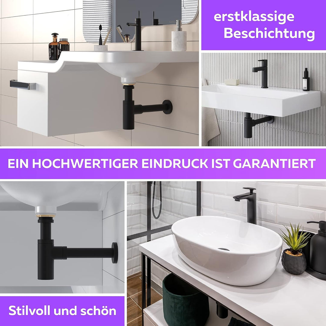 M. ROSENFELD HOME Design Siphon Waschbecken – Universeller Röhrensiphon 1 1/4" für Waschtisch, Geruc