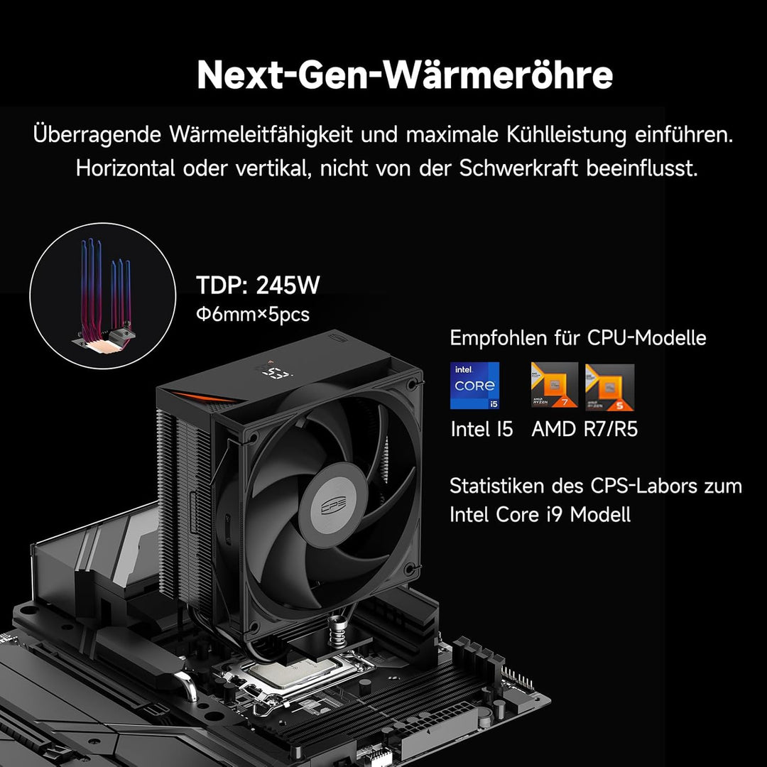PCCOOLER CPU-Luftkühler, 5×6 mm Heatpipes, 120 mm ARGB-Lüfter, Hydrauliklager, hoher Luftstrom 73,3