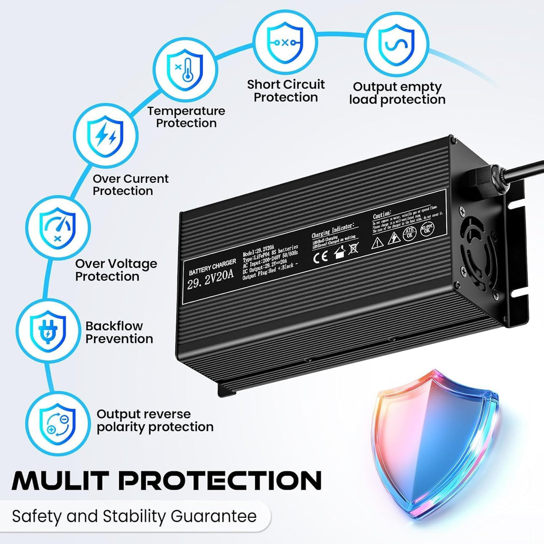 29.2V 20A Lithium Batterieladegerät, LiFePO4 Batterieladegerät AC-DC Smart Charger mit Anderson Conn