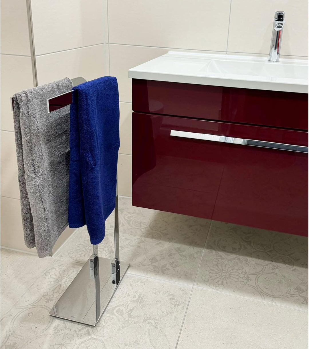 Kela 21990 Handtuchhalter, 2 Arme, Rostfrei, Verchromtes Metall, 81 cm Höhe, Canna, Chrom, Canna