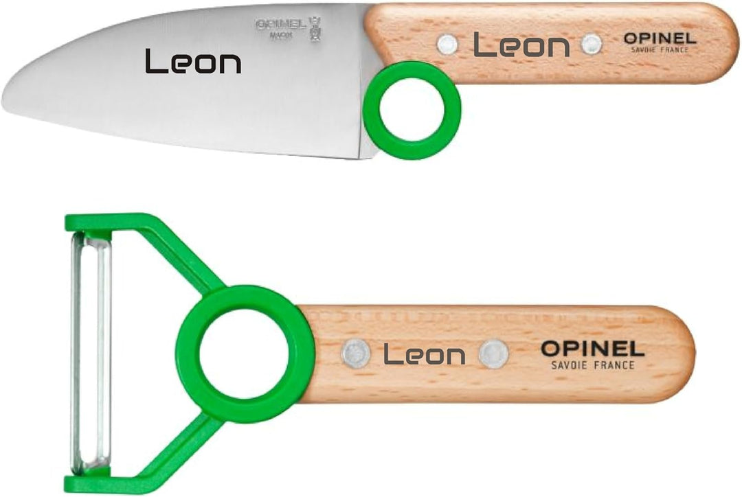 Opinel Le Petit Chef Kinder-Küchenmesser-Set mit Holzgriff | 3-teilig | persönliche Gravur | Sparsch