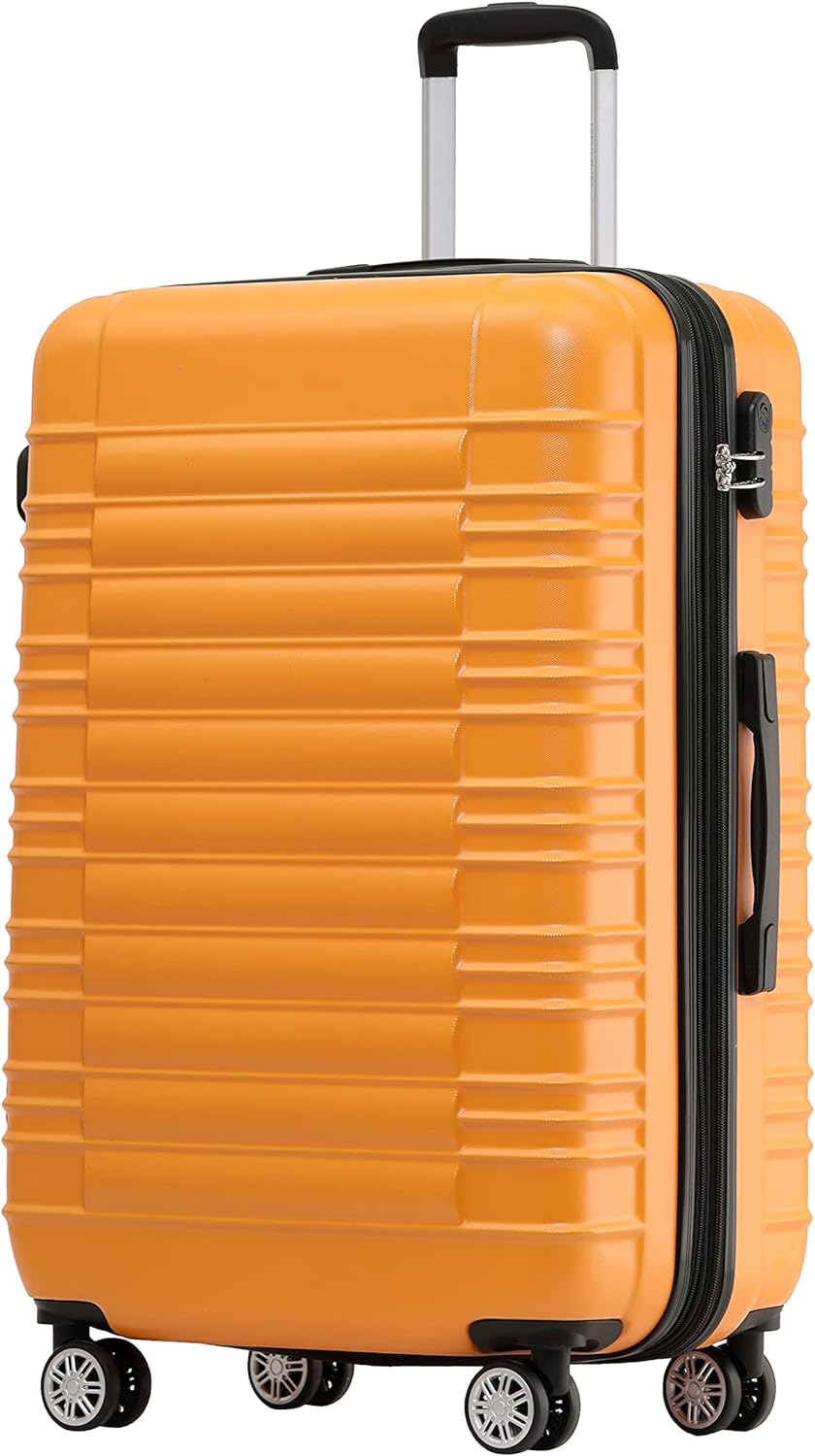 BEIBYE 2088 Zwillingsrollen Reisekoffer Koffer Trolleys Hartschale M-L-XL-Set (Orangen, M) Orangen M