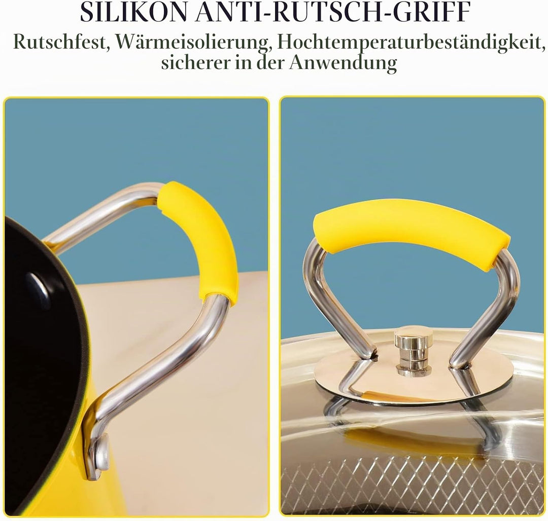 PARACITY 3 L Friteuse mit Siebkorb, Klein Frittiertopf öl mit Anti-Verbrühungs-Silikongriff, 304 Ede