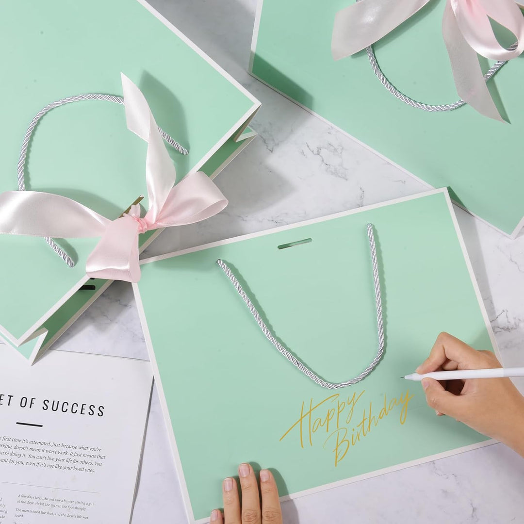 Geschenktüte mit Schleife,Geschenktüte Weiss,Geschenktaschen für Geburtstag, Hochzeit, Festivalfeier