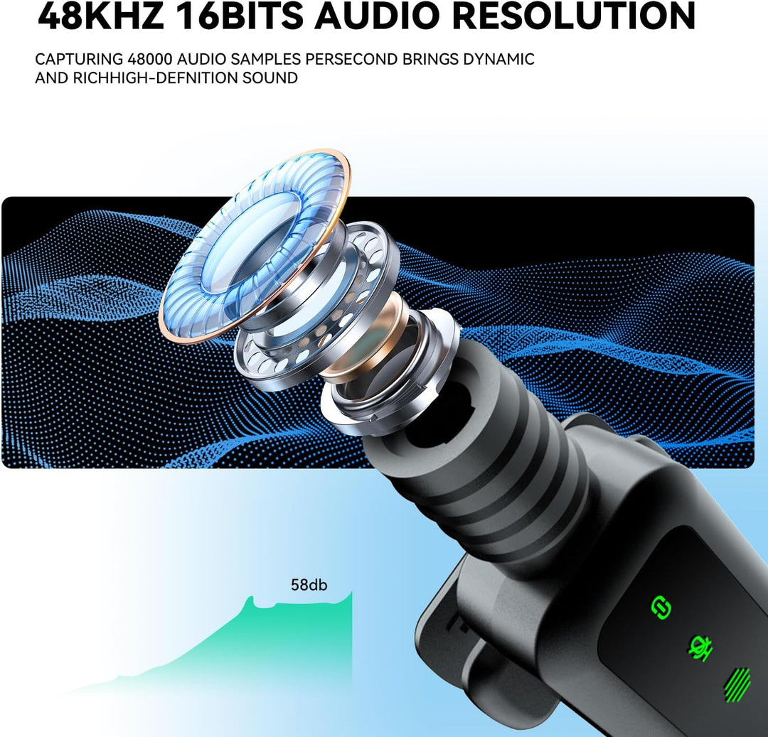 Kabelloses Lavalier-Mikrofon mit LED-Anzeige, Lavalier-Mikrofone Clip on Mic mit Rauschunterdrückung