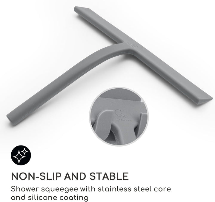 Gütewerk Duschabzieher, Silikon-Abzieher Dusche, Hygienischer Abzieher für Badezimmer, Duschwand & F