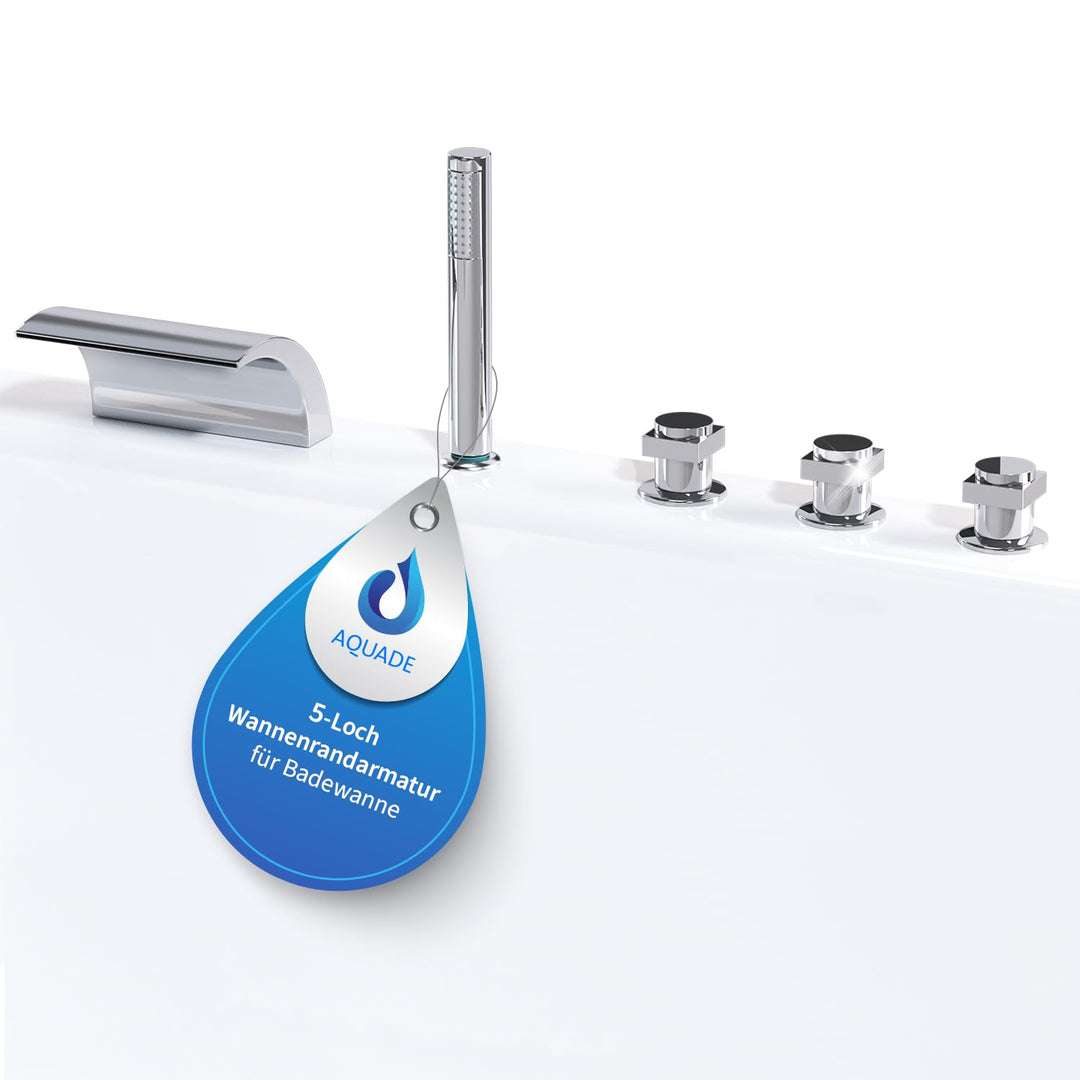 AQUADE Badewannenarmatur mit Brause Modell: 5-Loch Wannenrandarmatur | Wasserhahn Badewanne, Wasserf