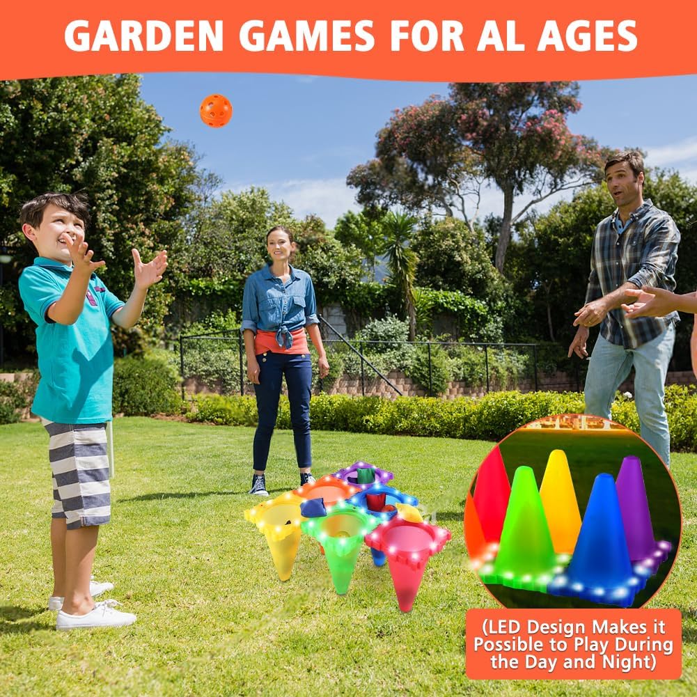 Light Up Wurfspiel Outdoor Spiele für Kinder,Party Wurfspiele Ringwurfspiel Ringe Werfen Wurfspiel W