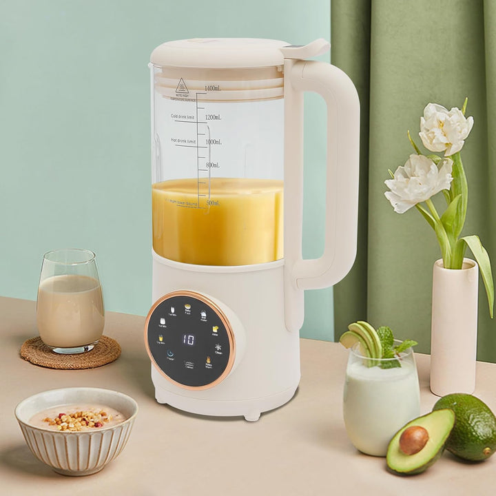 Sojamilchbereiter 600W 1400ml Nussmilch Maschine mit Touch-LED-Display und 16 Klingen Pflanzenmilchb