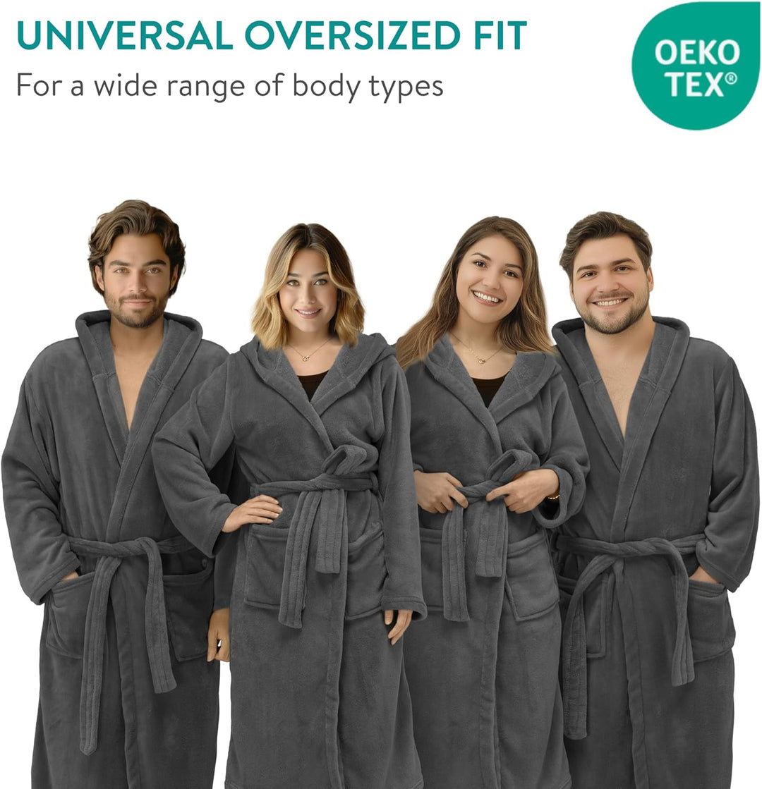 HOMELEVEL Bademantel Morgenmantel Unisex - kuschelweicher Reisebademantel Saunamantel - Mikrofaser M