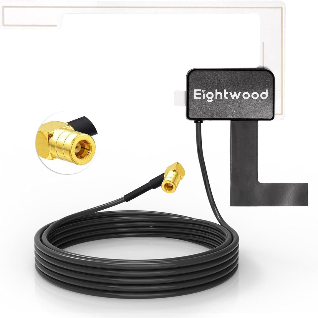 Eightwood Aktive DAB, DAB+ Autoantenne SMB Adapter, Digitales Autoradio Antenne Glashalterung mit 3