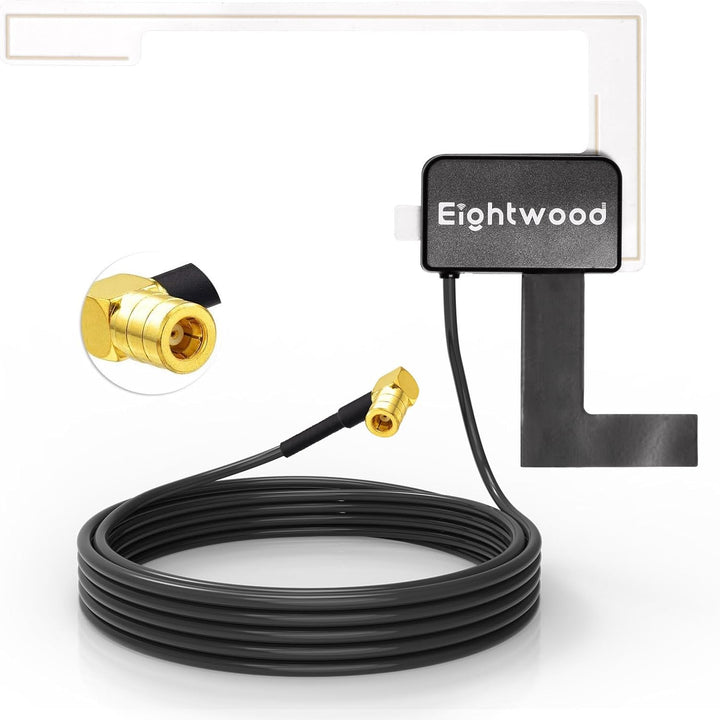 Eightwood Aktive DAB, DAB+ Autoantenne SMB Adapter, Digitales Autoradio Antenne Glashalterung mit 3