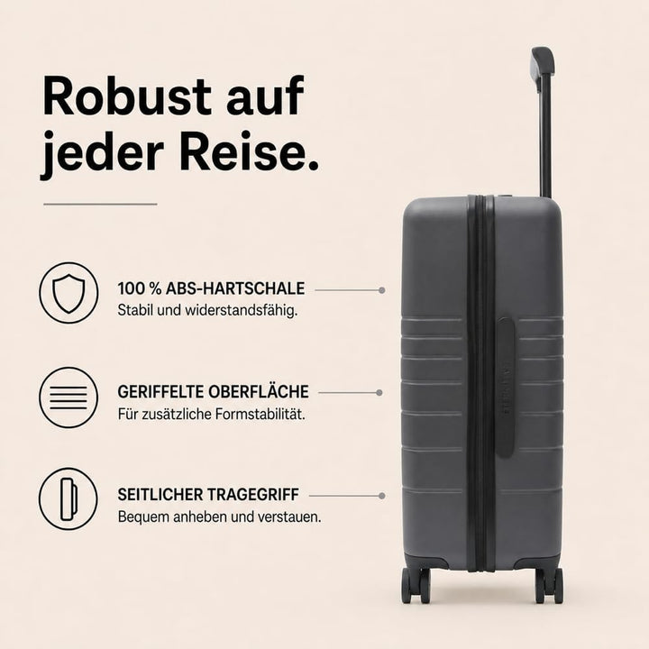 Reisekoffer Gross XL ABS Grau 75x47x32 cm 97L – Eternitive E2 | TSA-Schloss 4 Doppelrollen Hartschal