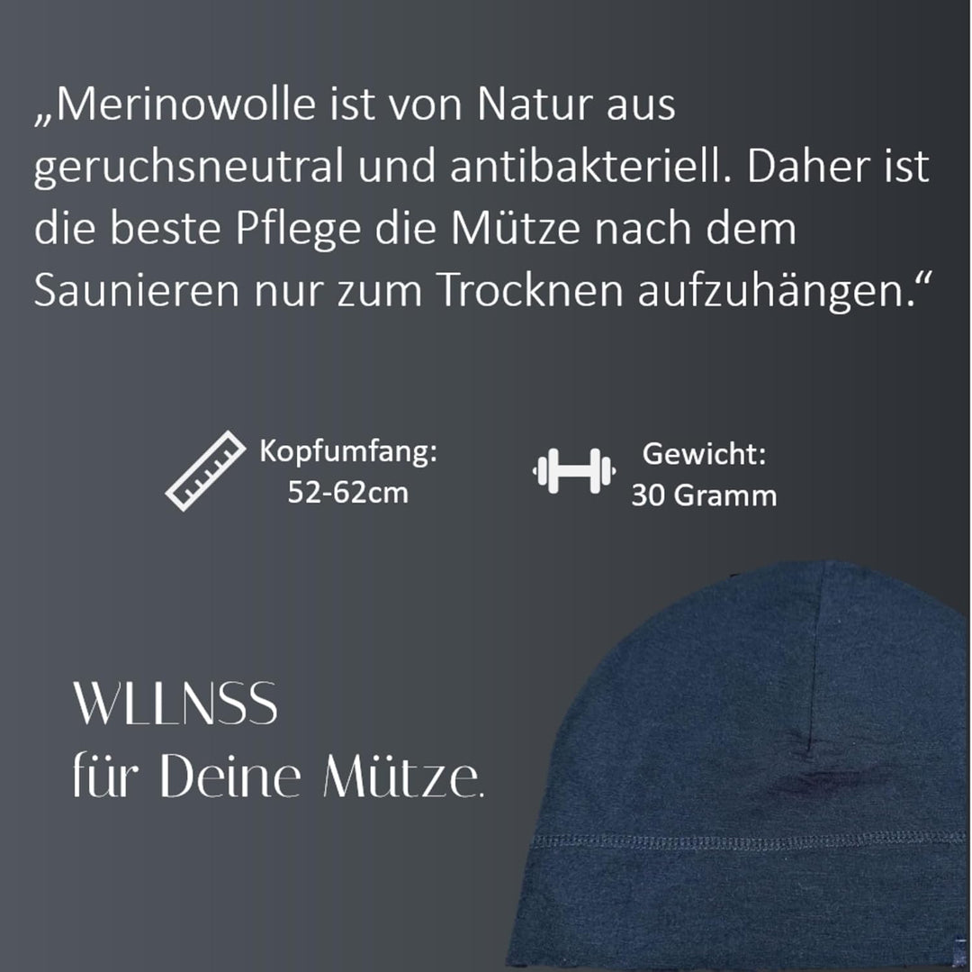 Saunamütze 100% Merinowolle, Premium Saunahut Damen Herren Unisex, Sauna Mütze Hut Zubehör, Sauna Ge