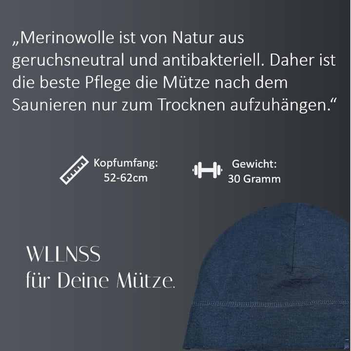 Saunamütze 100% Merinowolle, Premium Saunahut Damen Herren Unisex, Sauna Mütze Hut Zubehör, Sauna Ge