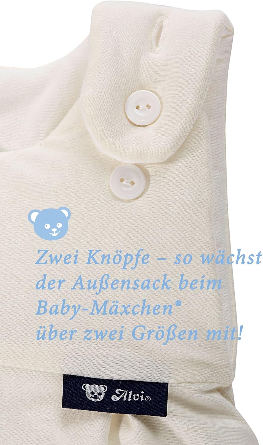 Alvi Baby Mäxchen Aussensack curly dots/Ganzjahresschlafsack mitwachsend/Babyschlafsack grössenverst