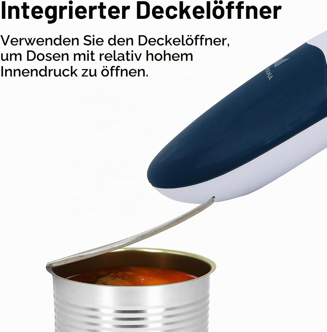 Kitchen Mama Elektrischer Dosenöffner V2 - Verbesserte Klinge öffnet jede Dosenform, Dosenöffner ohn