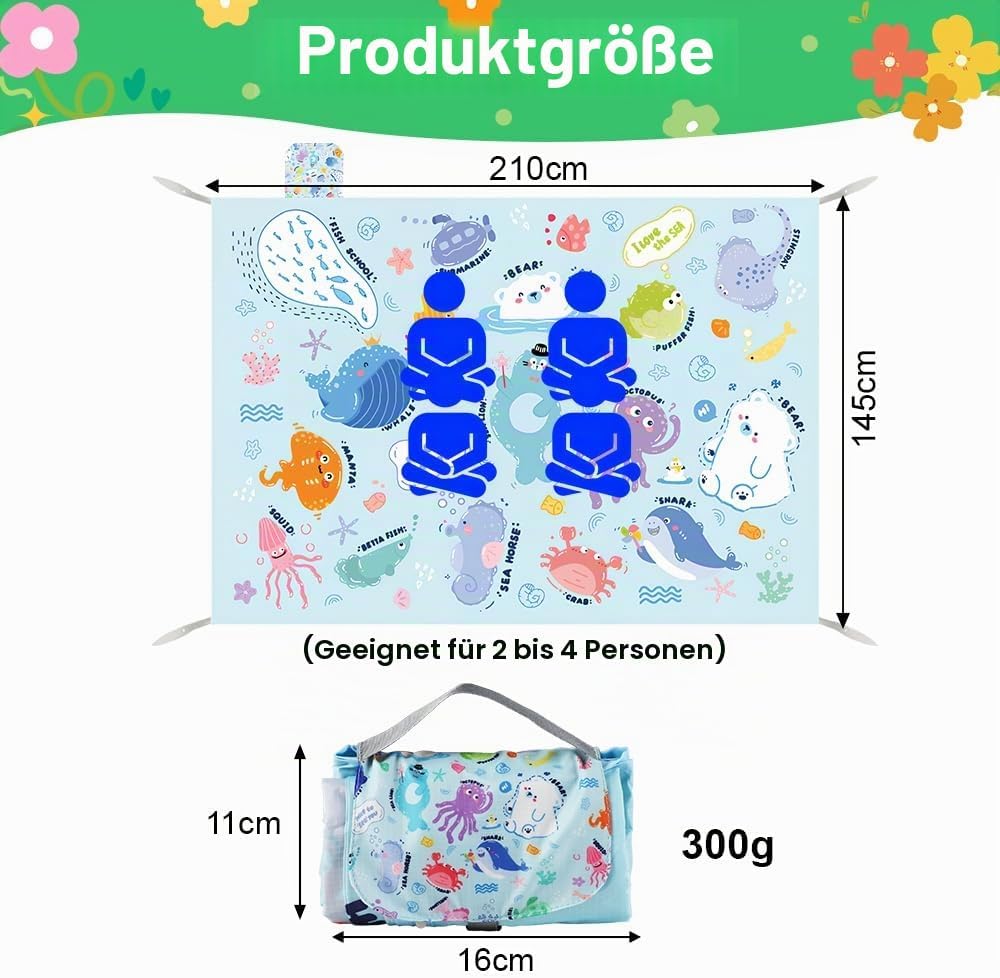 Picknickdecke wasserdicht, 145 x 210 cm Mini picknickdecke, Wasserdicht und schmutzabweisend, Ultral