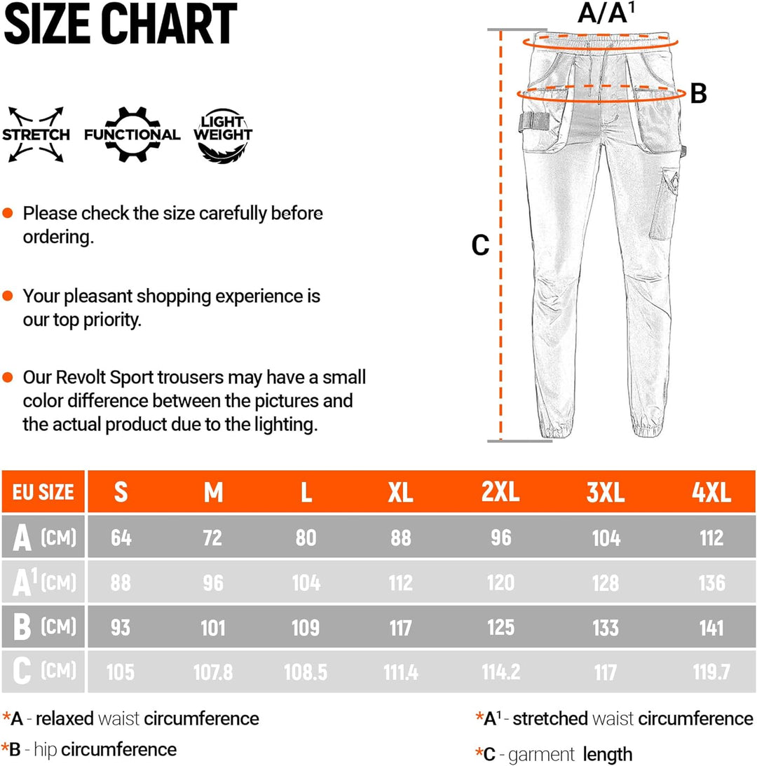 DINOZAVR Revolt Sport Stretch Herren Hose - Stretch Herren Arbeitshose - elastische Männer Bundhose