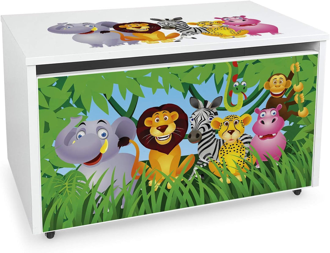 Leomark grosse Holzspielzeugkiste auf Rädern, Sitzbank mit Stauraum, Spielzeugkiste mit Deckel, XXL