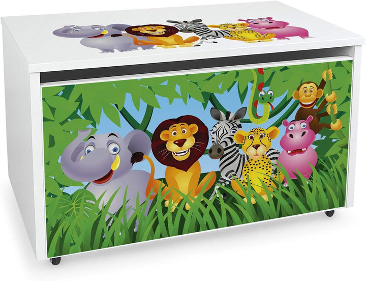 Leomark grosse Holzspielzeugkiste auf Rädern, Sitzbank mit Stauraum, Spielzeugkiste mit Deckel, XXL
