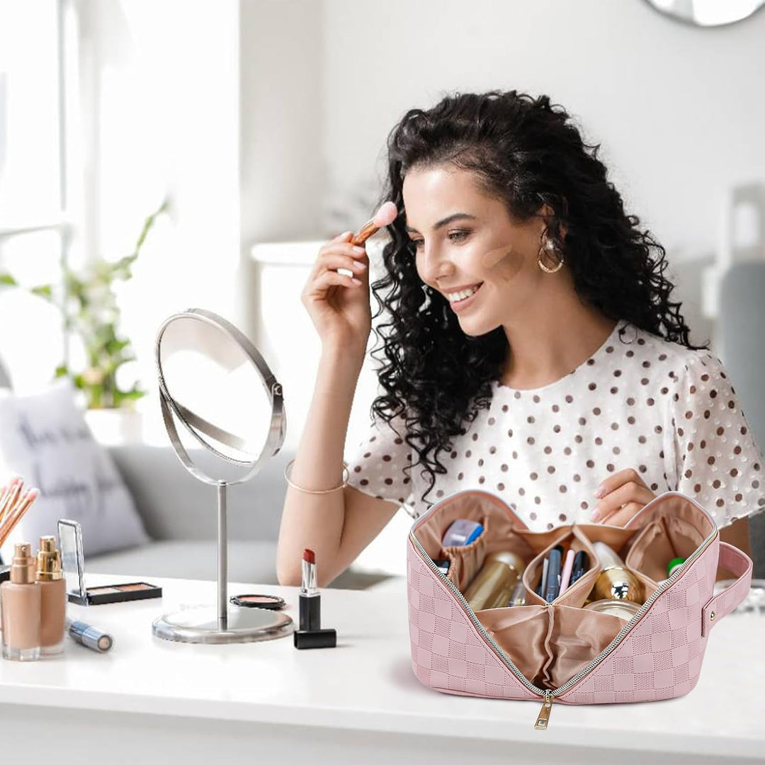 Reise Kosmetiktasche Damen mit Grossem,Tragbare Reise Make Up Tasche,Wasserdichter Schminktasche kul